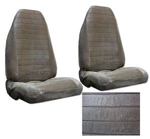 Tan Beige Quilted Velour Madrid High Back Bucket Car Truck SUV Seat Covers Z