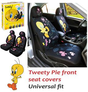 TWEETY PIE Looney Tunes Warner Bros front car seat covers with head rest covers