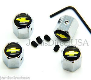 4 Anti Theft ABS Tire Wheel Stem Air Valve Caps Covers for Chevrolet Chevy