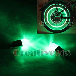 2X LED Bike Motorcycle Wheel Tyre Tire Valve Caps Covers Neon Lights Green