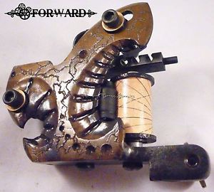 Custom One Off Hand Carved Heat Treat Hook Liner Tattoo Machine with Map Coils