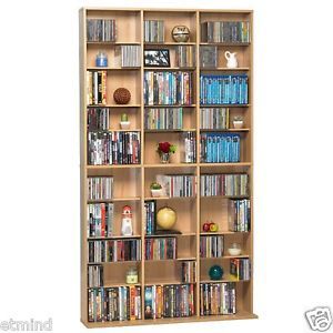 1080 CD DVD Media Cabinet Storage Maple Adjustable Shelves Wall Unit Rack Shelf