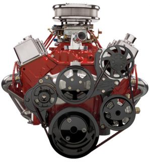 Billet Specialties Tru Trac SBC Serpentine Front Engine Kit Black Alternator P S