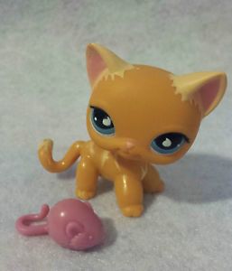 Littlest Pet Shop LPS RARE No Orange Striped Cat with Blue Teardrop Eyes