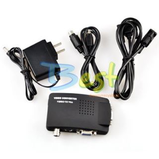 TV BNC Composite s Video VGA in to PC VGA LCD Out Converter Adapter Box