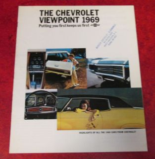 1969 Chevrolet Viewpoint Original Sales Brochure Corvette Corvair Malibu Nova