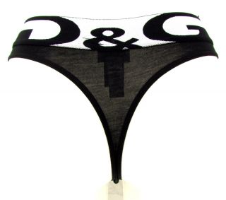 Dolce Gabbana "Maxi Logo" Damen String Thong Tanga Dessous Schwarz Weiß Neu