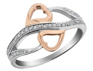 1 10 Carat CTW Diamond Heart Promise Ring in 10K White and Rose Gold