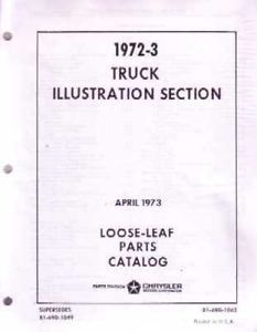 1972 1973 Dodge Truck Parts Book List Guide Catalog