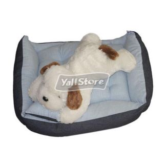 L Size Round Tartan Plaid Bed Mat House Bag for Pet Dog Pet Black Blue