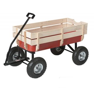 All Terrain Pull Cargo Nursery Wagon Red Kids Garden Cart w 10" Air Tire