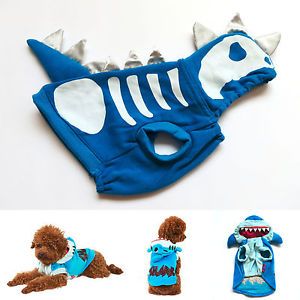 Shark Skull Dog Costume Blue Dog Hoodie Coat Pet Apparel Dog Clothes XS s M L XL
