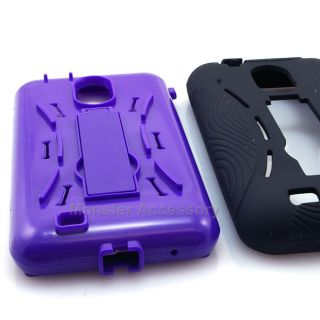 Black Purple Kickstand Double Layer Case Samsung Galaxy s 2 Sprint Epic 4G Touch