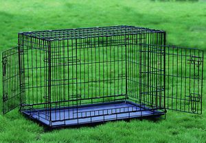 Everila Folding New Two Door 5 Sizes Dog Crate Cat Cage Pet Kennel w Divider