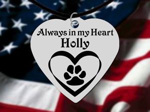 Dog Memorial Heart Necklace Personalized with Name for Free or Cat Pet