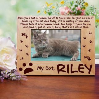 Personalized Cat in Heaven Memorial Picture Frame Engraved Pet Memorial Frame