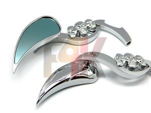 Chrome Teardrop Skull Rearview Mirrors for Harley Motorcycle Cruiser Chopper XL