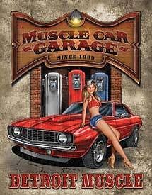 Muscle Car Garage Detroit Hot Rod Car Babe Vintage Advertising Tin Sign 1568