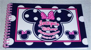 Personalized Disney Pink Black Polka Dot Minnie Mouse Autograph Book Bag Pen