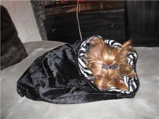 Zebra Black Faux Fur Cuddle Snuggle Blanket Dog Cat Pet Bed