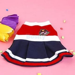 Cool Schoolgirl Skirt Pet Dog Puppy Dress Coat Spring Clothes Apparel Cotton S