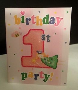 40 Girls First 1st Birthday Party Invitations Cards Baby Party Supplies