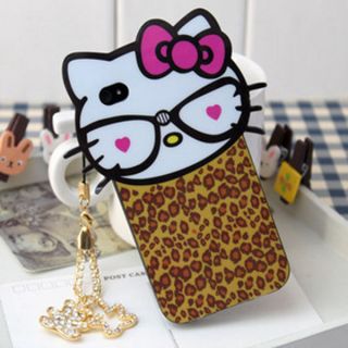 New Leopard Hello Kitty Case Cute Soft TPU Back Skin Cover for iPhone 4 4G 4S