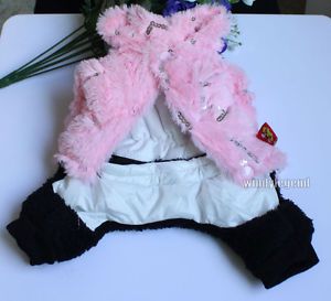 Pink Black Pet Dog Jumpsuit Coat Jacket Clothes Apparel Clothing Costume