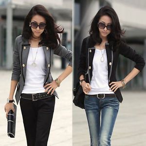 Fashion Women Blazer Jacket Ladies OL Casual Suit Coat Outerwear Black Gray