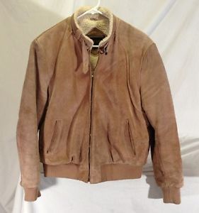 Vtg Cooper Rawhide Leather Jacket Mens M Faux Shearling Lined Used