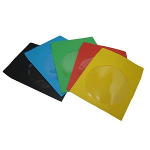 100 Assorted Color CD DVD Paper Sleeve with Window Red Green Blue Yellow Black