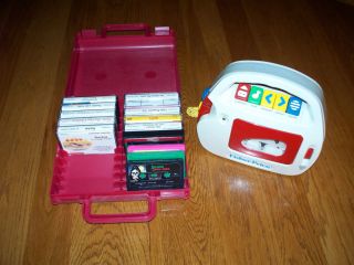 Vintage 1992 Fisher Price Tape Recoder Player with Microphone 15 Cassettes