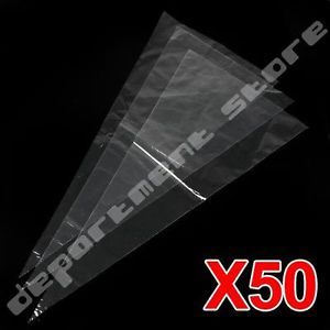 50 Cone Clear Candy Party Gifts Cellophane Cello Bags