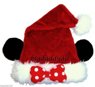 New Disney World Mickey Mouse Ears Minnie Christmas Santa Hat Adult