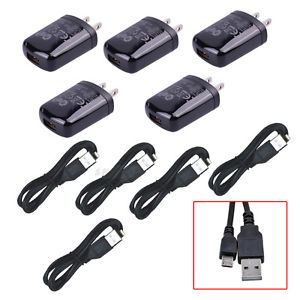5X Home Wall Charger Micro USB Travel Charger Adapter w 1M Long Data Cable