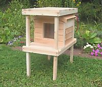 Heated Insulated Cedar Outdoor Cat House Feral Shelter with Platform Loft