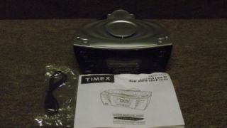Timex  CD Line in Dual Alarm Clock Radio T435B Black Silver Brokensn 60K4 TX