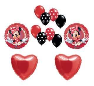 Mad About Minnie Mouse Polka Dot Heart Mylar Latex Birthday Balloon Set