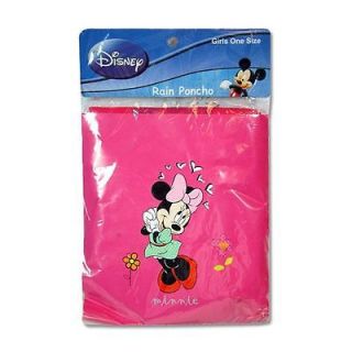 Disney Sweet Minnie Mouse Kids Girls Hooded Rain Coat Poncho One Size Pink
