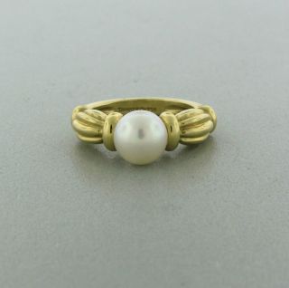 Tiffany Co 18K Yellow Gold Saltwater Pearl Ring Bracelet Necklace Set