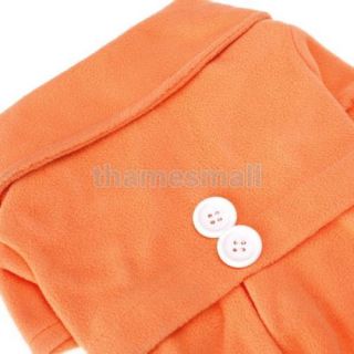 Pet Dog Orange Coat Dress Clothes Clothing Apparel w Back Buttons Decoration XS
