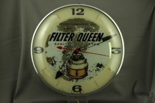 Vintage Pam Advertising Clock Filter Queen Sanitation Systems Lights Up Works