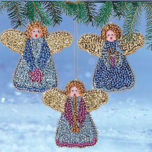 Trio of Angels Beaded Christmas Ornament Kit NIP