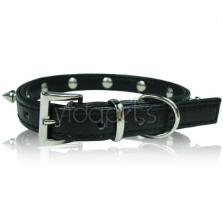 14 17" Black Leather Spikes Dog Collar Small Medium