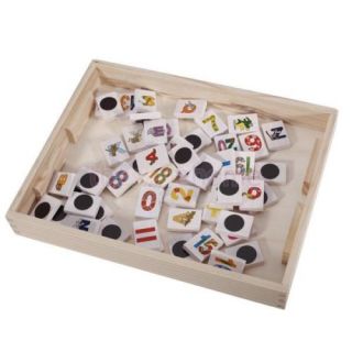 Wooden Alphabet Number Blocks w Case Magnetic Double Sided Drawing Board
