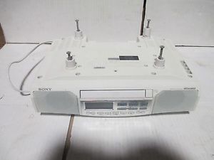 Sony White Under Cabinet Clock Radio CD Player Clock Alarm Am FM ICF CD513