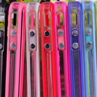7 Color Clear Bumper Frame TPU Silicone Case for iPhone 4S CDMA 4G w Side Button