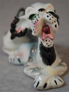 Vintage Japan Black Grey White Schnauzer Hurt with Bandages Puppy Dog Figurine