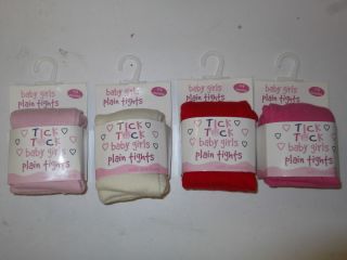 Baby Girls Tights Ages 0 6 6 12 12 18 18 24 MNTHS Choose Colour Tick Tock Plain