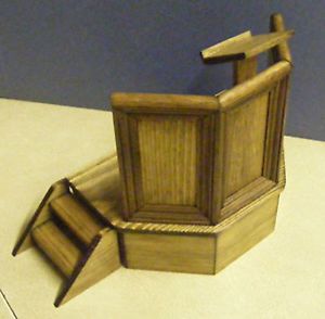 A 1 12 Scale Wooden Pulpit Steps Dolls House Miniature Church Furniture